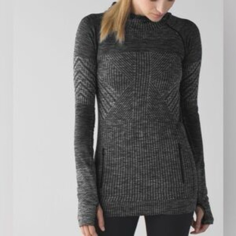 Lululemon Rest Less Hoodie Black Gray‎ Pullover Top Sz 6